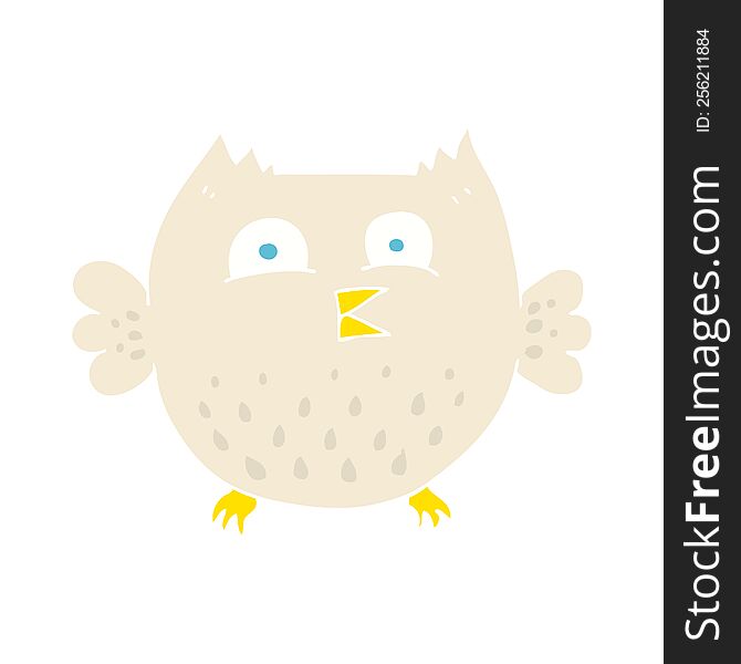 Flat Color Illustration Of A Cartoon Happy Owl