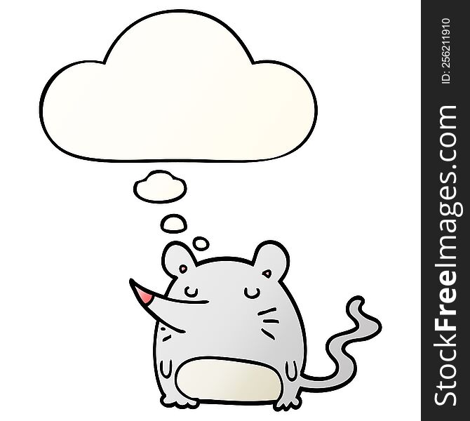 cartoon mouse with thought bubble in smooth gradient style