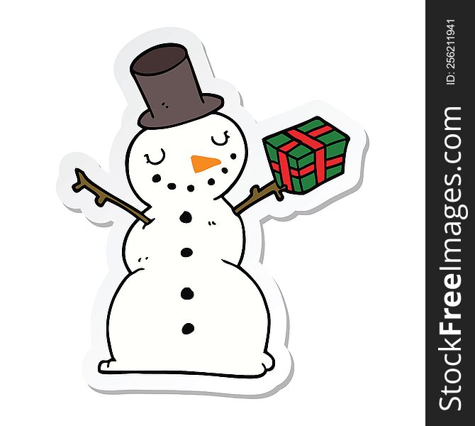 sticker of a cartoon snowman