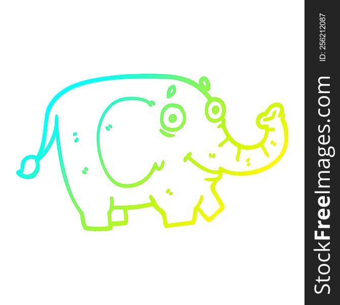 Cold Gradient Line Drawing Cartoon Funny Elephant