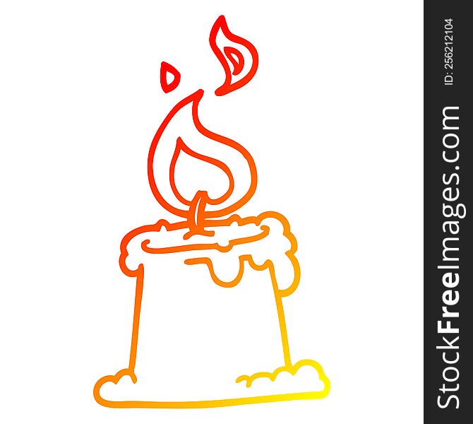 warm gradient line drawing of a cartoon candle burning