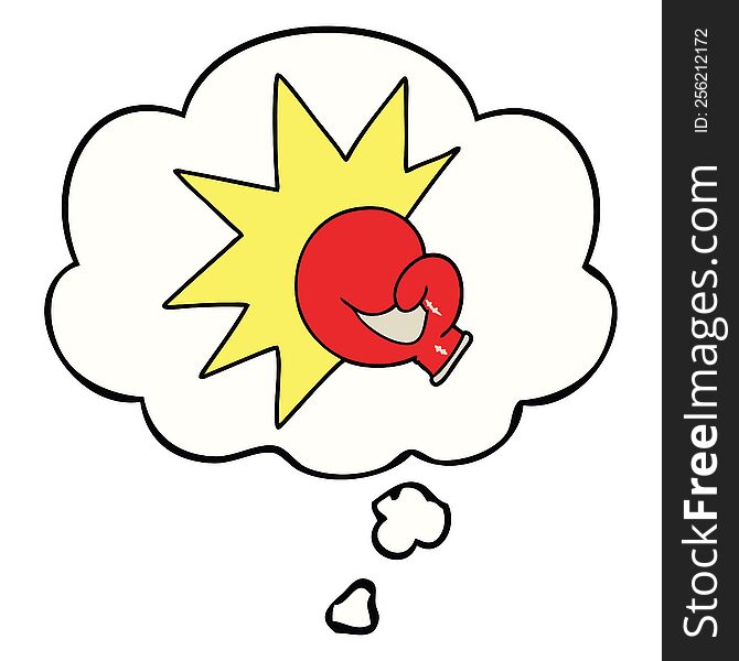 Boxing Glove Cartoon  And Thought Bubble