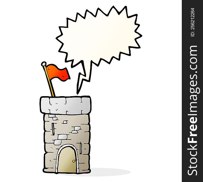 speech bubble cartoon old castle tower