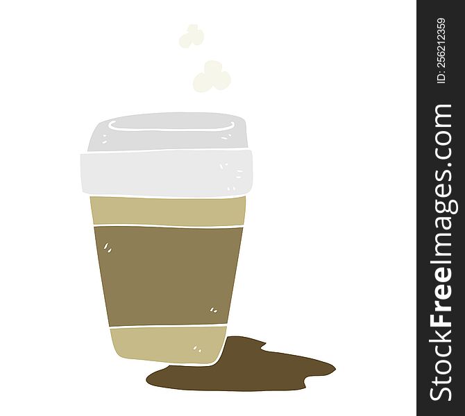 Flat Color Illustration Of A Cartoon Coffee Cup