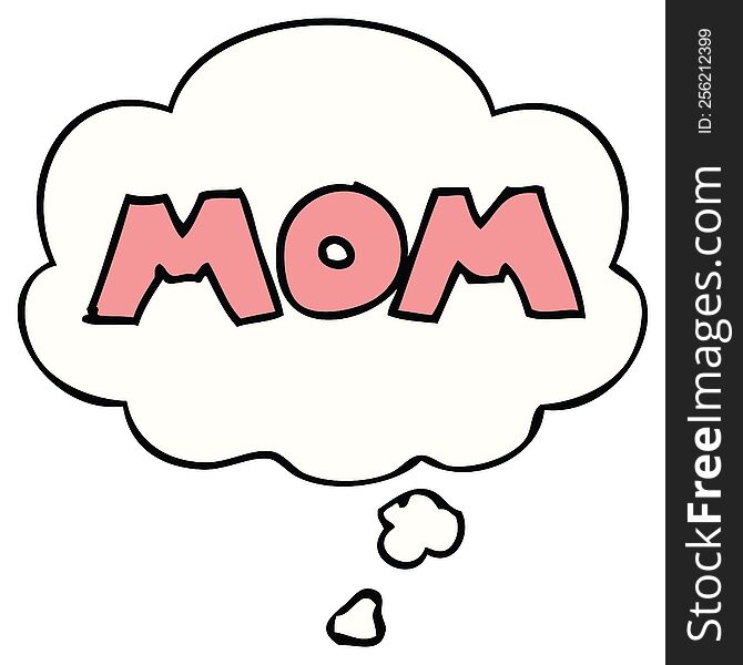 Cartoon Word Mom And Thought Bubble