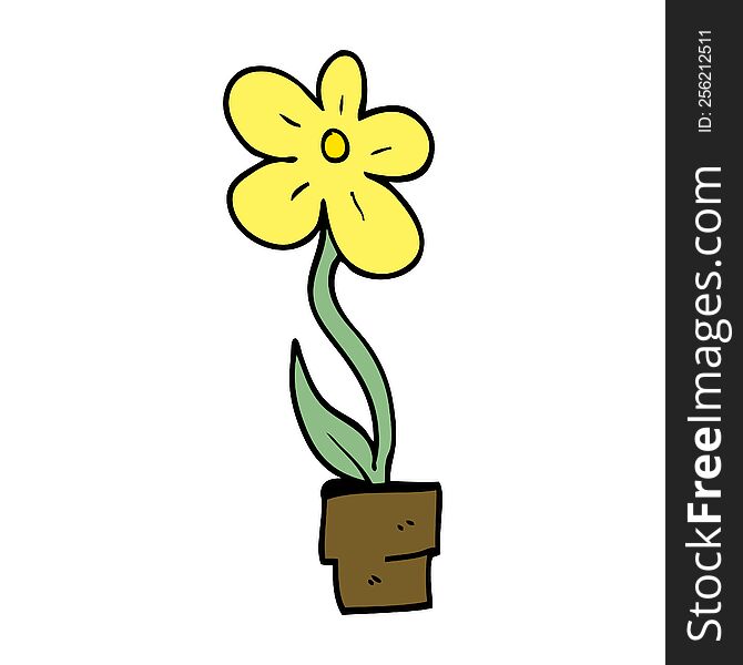 Cartoon Doodle Flower Pot