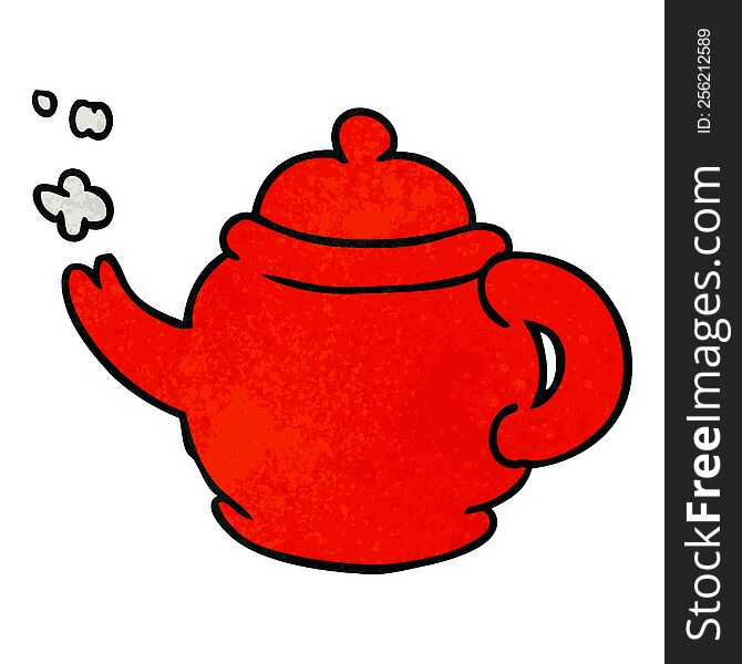 hand drawn textured cartoon doodle of a blue tea pot