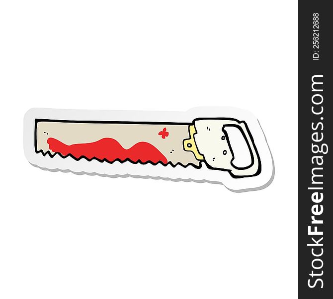 sticker of a cartoon bloody saw