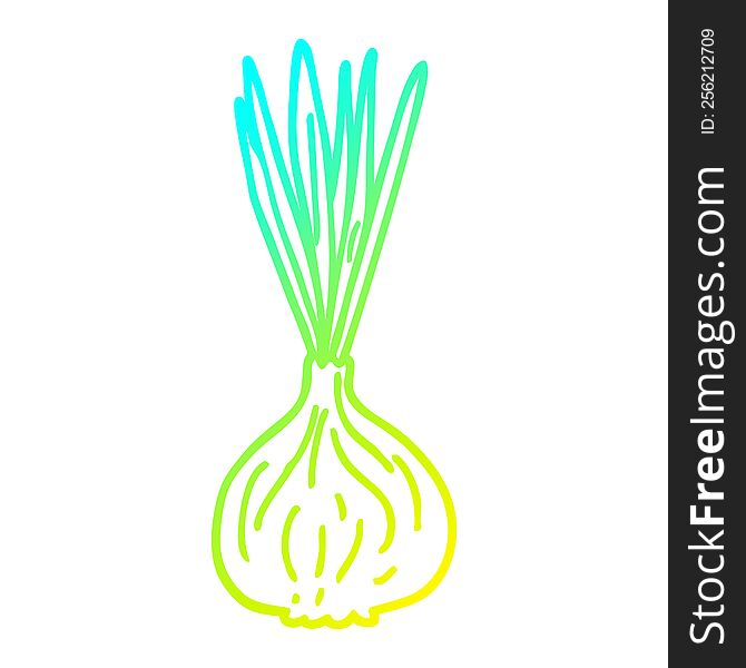 cold gradient line drawing of a cartoon sprouting onion
