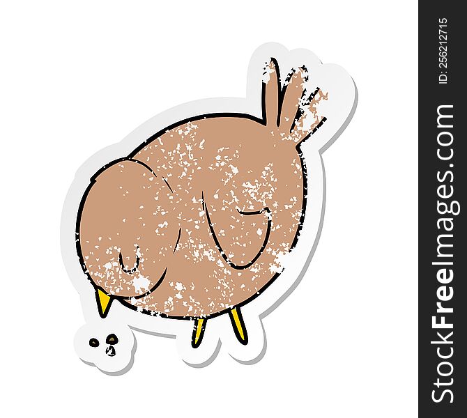 Distressed Sticker Of A Cartoon Pecking Bird