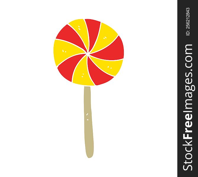 Flat Color Illustration Of A Cartoon Candy Lollipop