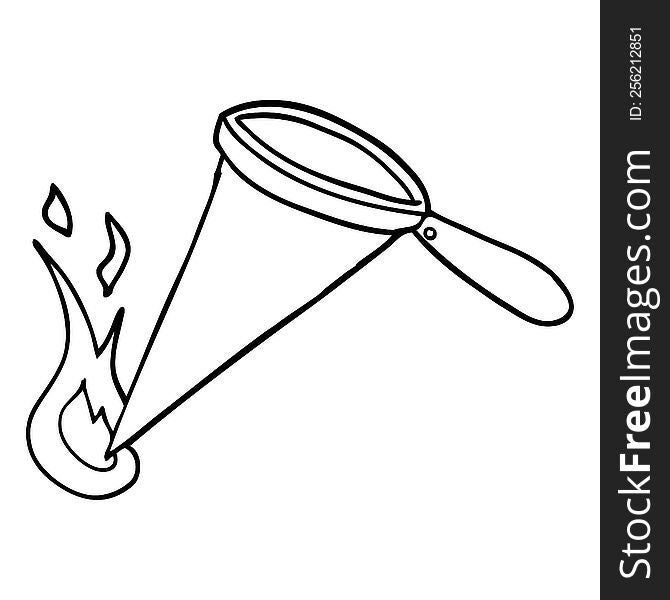 Line Drawing Cartoon Magnifying Glass