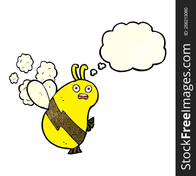 funny cartoon bee with thought bubble