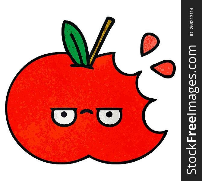 retro grunge texture cartoon of a red apple