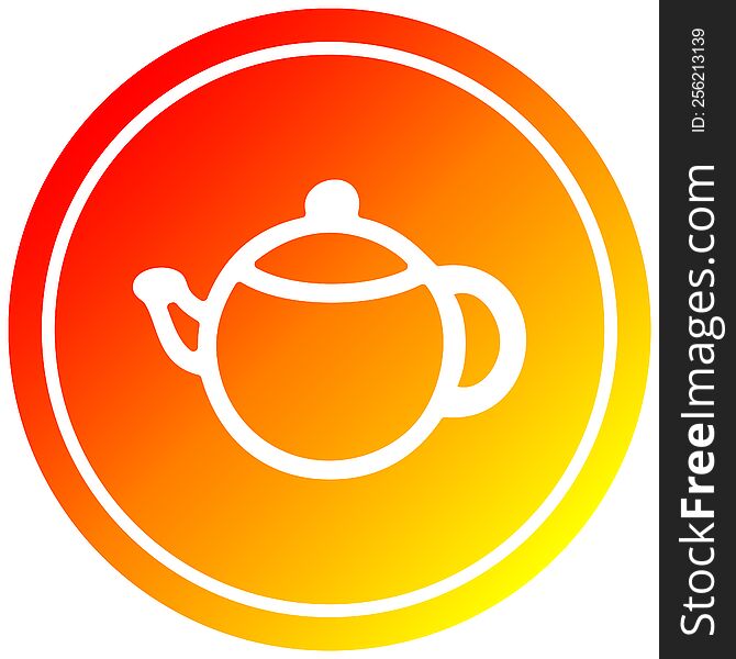 tea pot circular icon with warm gradient finish. tea pot circular icon with warm gradient finish