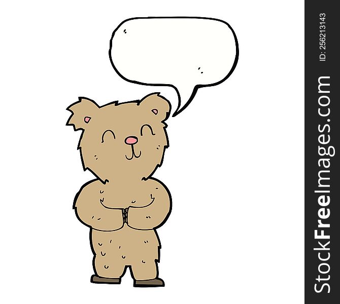 Cartoon Happy Little Bear With Speech Bubble