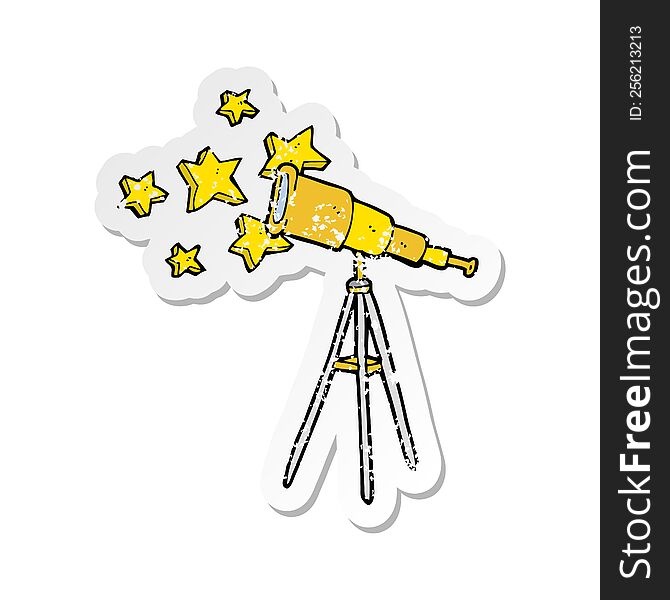 Retro Distressed Sticker Of A Cartoon Telescope