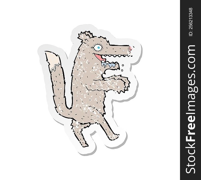 retro distressed sticker of a cartoon big bad wolf