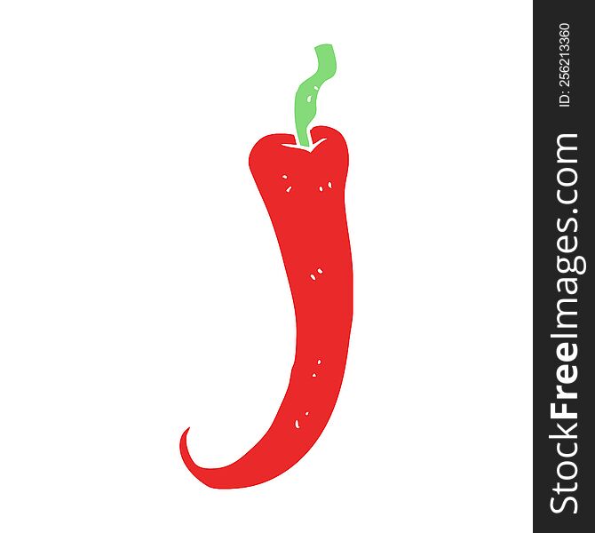 Flat Color Illustration Of A Cartoon Chilli Pepper