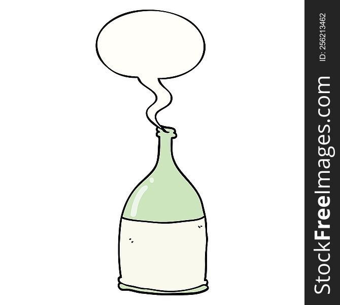 Cartoon Bottle And Speech Bubble