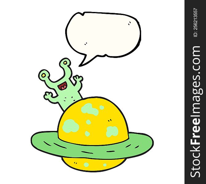 Speech Bubble Cartoon Alien Planet