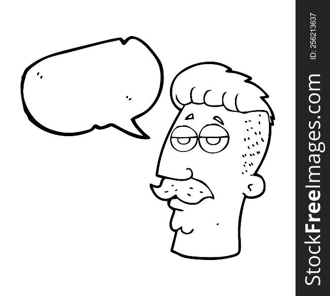 freehand drawn speech bubble cartoon man with hipster hair cut