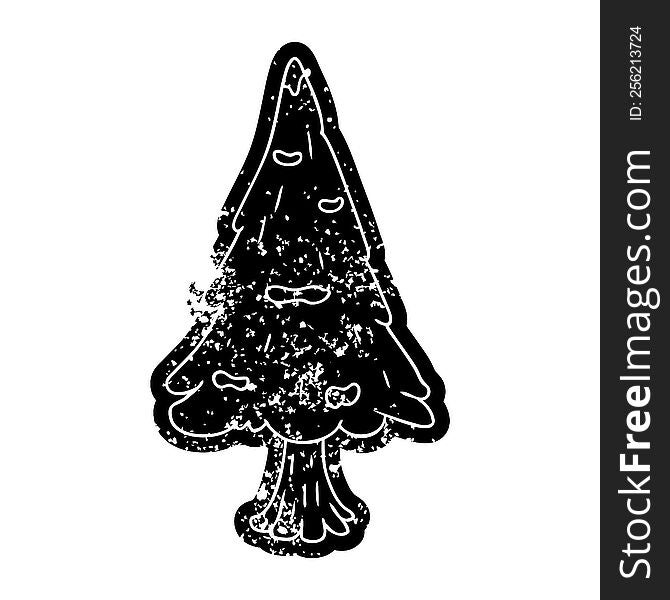 grunge icon drawing single snow covered tree