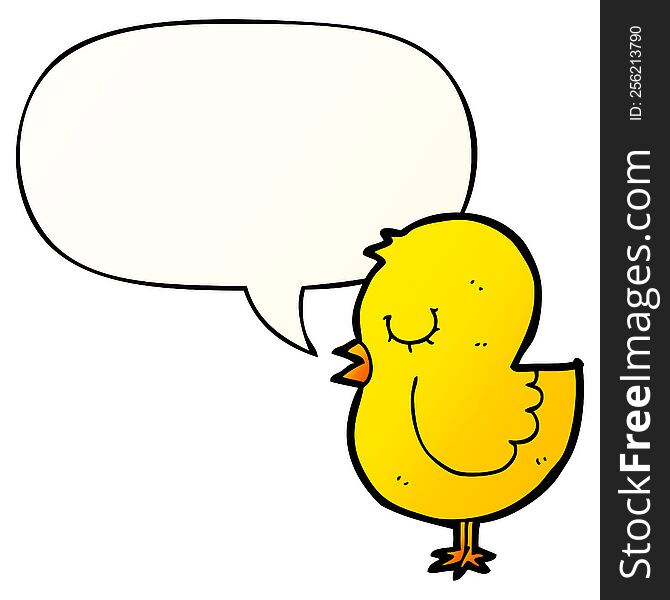 Cartoon Bird And Speech Bubble In Smooth Gradient Style