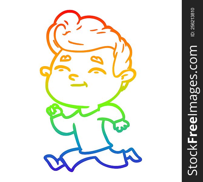 rainbow gradient line drawing of a running cartoon man