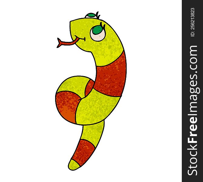 Textured Cartoon Kawaii Of A Cute Snake