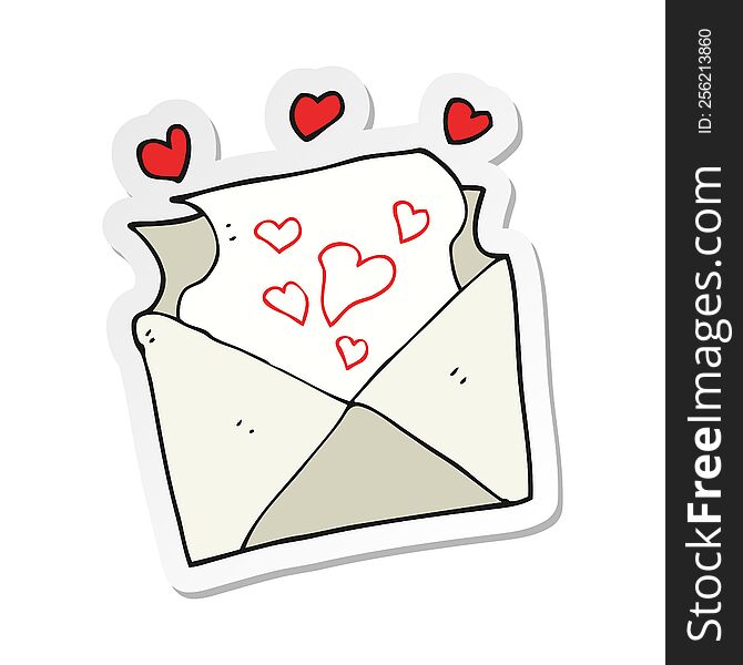 sticker of a cartoon love letter