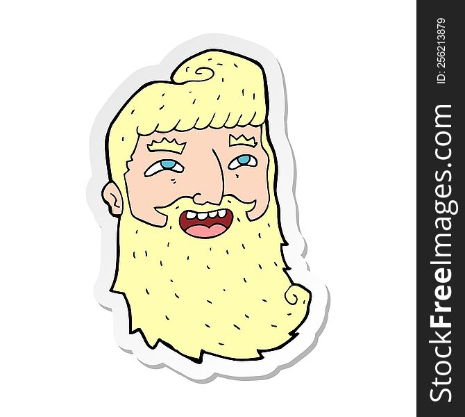 Sticker Of A Cartoon Laughing Bearded Man