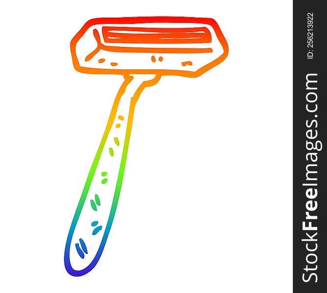 rainbow gradient line drawing of a cartoon disposable razor