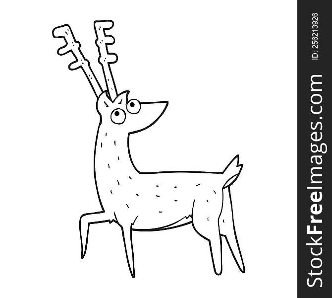 Black And White Cartoon Stag