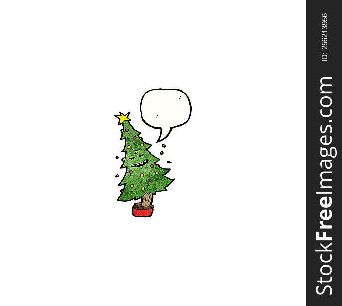 Cartoon Christmas Tree With Speech Bubble