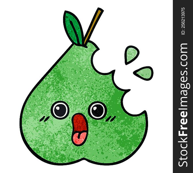 retro grunge texture cartoon green pear