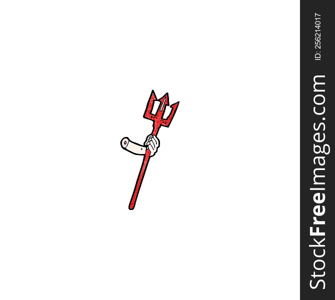 cartoon arm holding devil fork