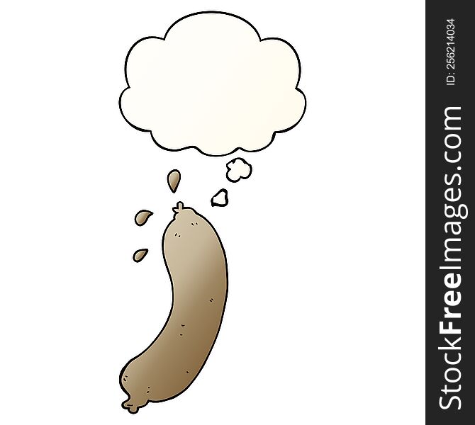cartoon sausage with thought bubble in smooth gradient style