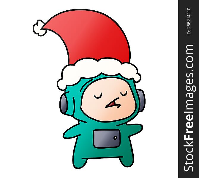 Christmas Gradient Cartoon Of Kawaii Astronaut