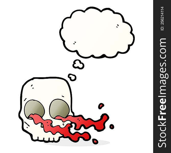 cartoon gross skull with thought bubble