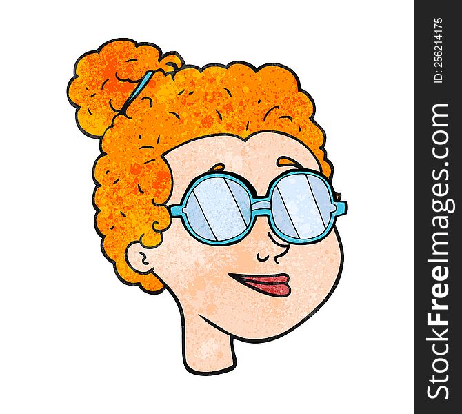 Textured Cartoon Woman Wearing Spectacles