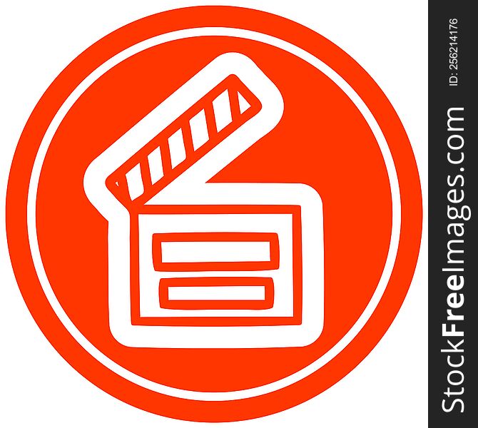 movie clapper board circular icon symbol