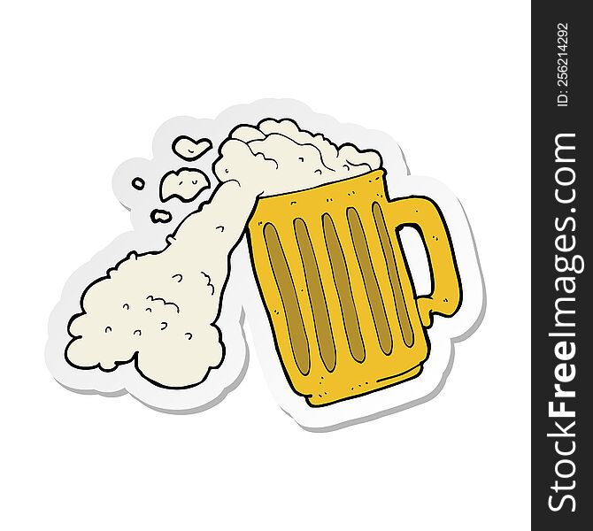 Sticker Of A Cartoon Mug Of Beer