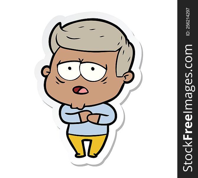 sticker of a cartoon tired man