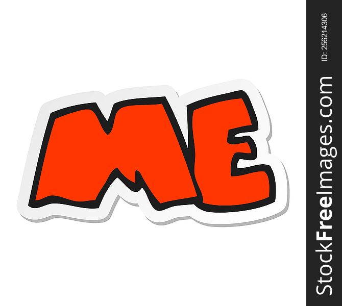 sticker of a cartoon ME symbol