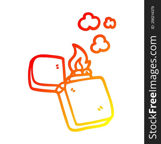 warm gradient line drawing of a cartoon old lighter