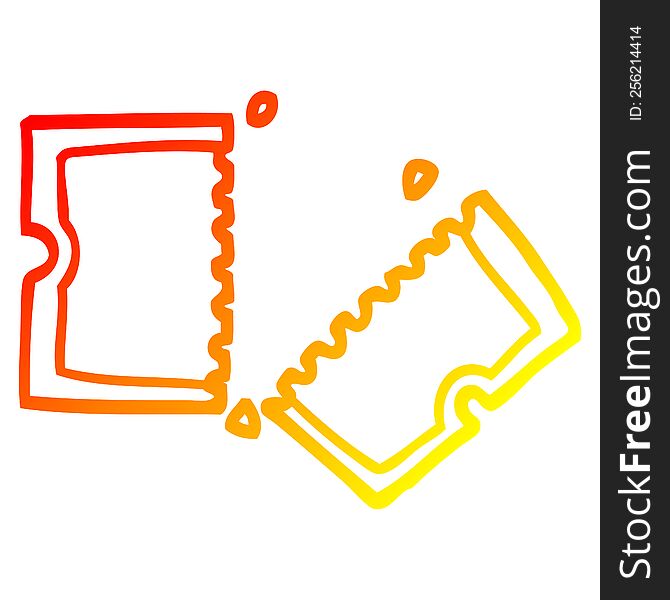 warm gradient line drawing of a cartoon movie ticket