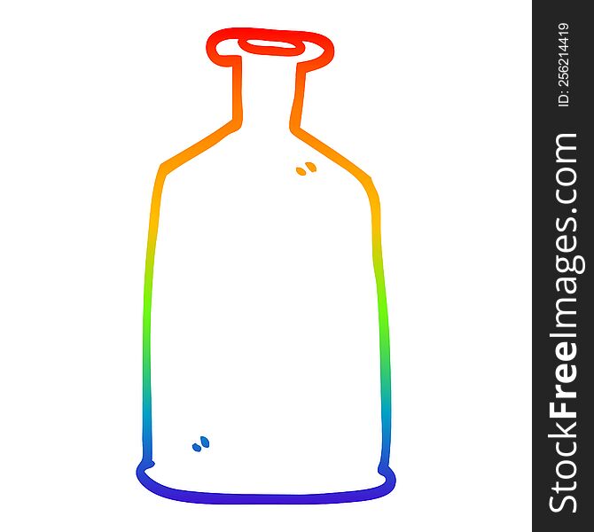 Rainbow Gradient Line Drawing Cartoon Clear Glass Bottle