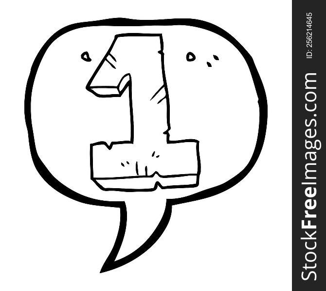 freehand drawn speech bubble cartoon stone number one