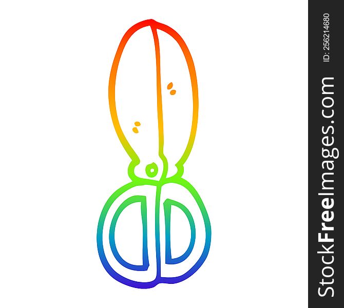 rainbow gradient line drawing of a cartoon closed scissors